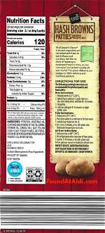 11 Aldi Hash Brown Patties Nutrition Facts