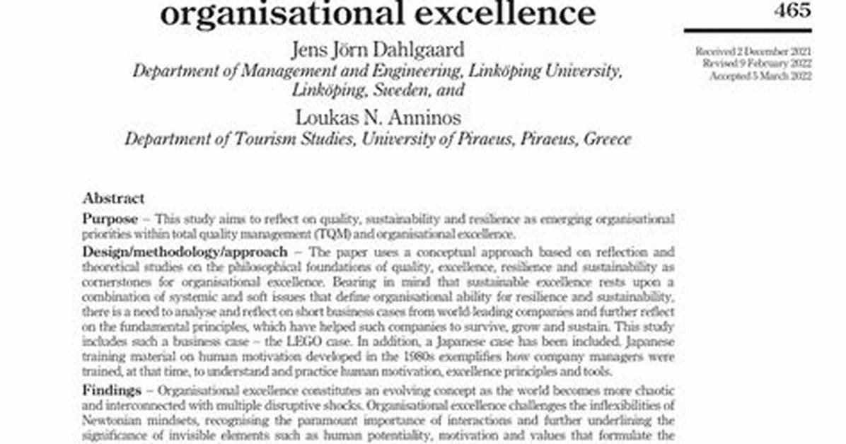 A Journey of Quality, Sustainability, and Discovery