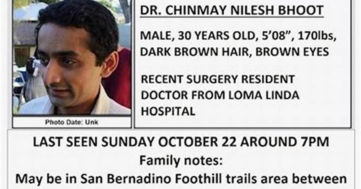 Chinmay Bhoot Missing Found Dead: Was Loma Linda Resident Murdered?