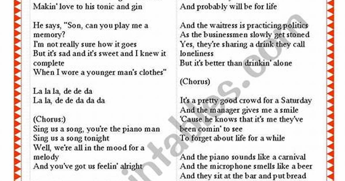 Listen to "Piano Man" Lyrics and Feel the Nostalgia