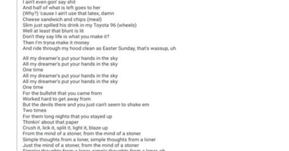Lyrics & Translations of Mind of a Stoner by Machine Gun Kelly ·