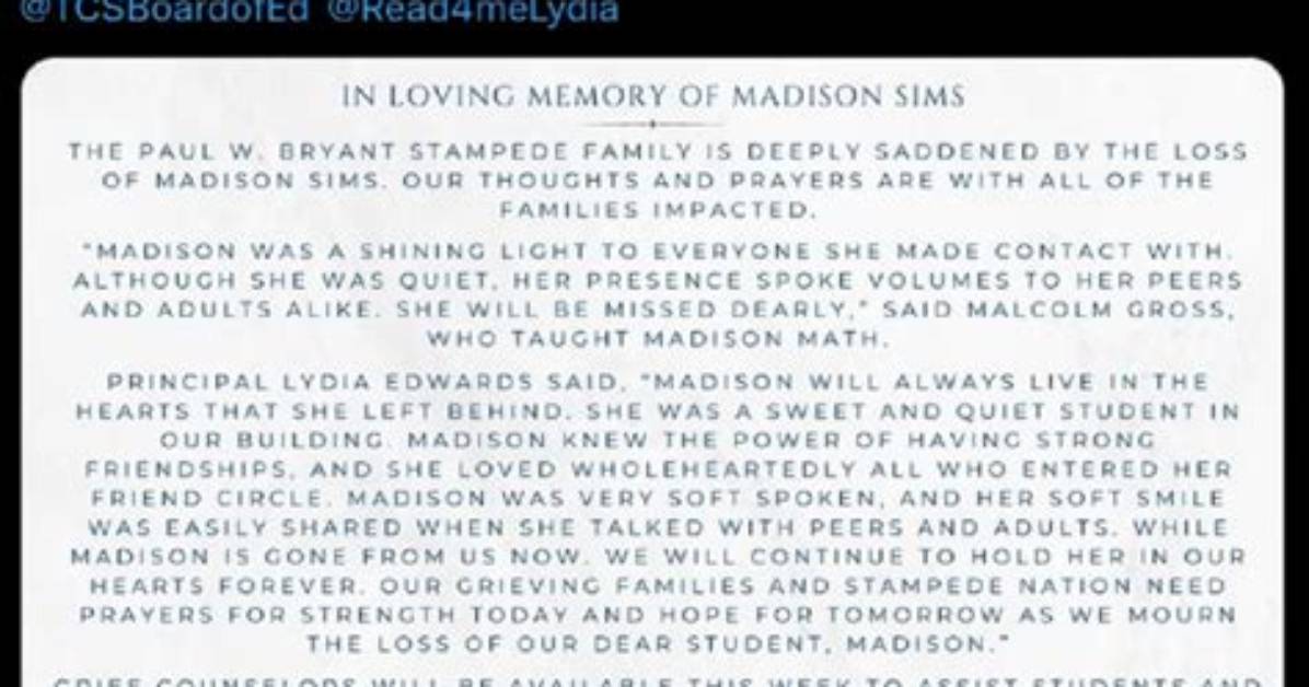 Obituary: Madison Sims Car Accident Death News Age and Family