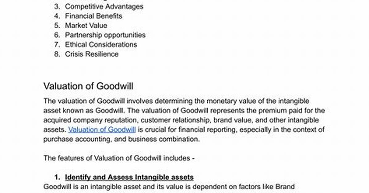 Understanding Goodwill: a Key Concept in Business Valuation